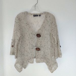 🐕VTG oatmeal speck flounce boho top